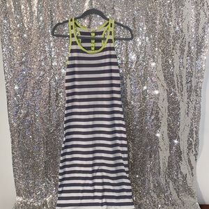 Striped Neon Tie Back Summer Maxi Dress